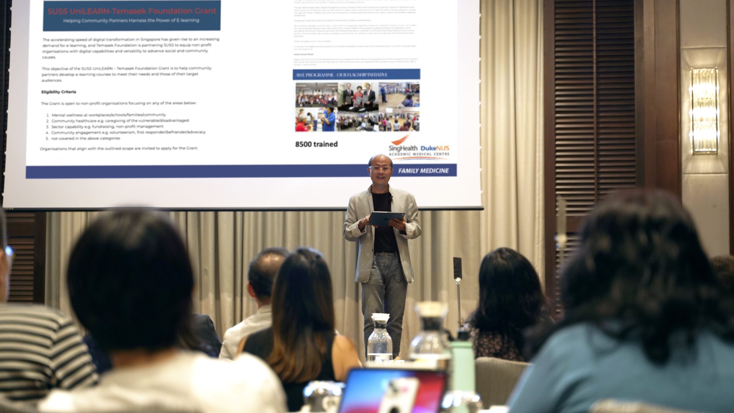 Associate Professor Ang Seng Bin highlighting the importance of learning through A.I. His advocacy for collaboration with social sector partners promises exciting advancements in course co-production and training.